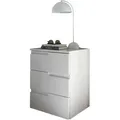 Produktbild: Nachtschrank, Weiß, Weiß Hochglanz, Holzwerkstoff, 3 Schubladen, 46.2x60.9x40 cm, Schlafzimmer, Nachttische