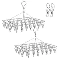 Produktbild: Edelstahl Sockentrockner,DARUITE Sockenbügel für Wäscheständer,Clothes Hangers,Kleiderbügel mit Heringen für Socken,Unterwäsche,BHS,Babykleidung,Tanktops,Handschuhe(2 Pcs,36 Wäscheklammern)