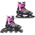 Produktbild: RAVEN Profession 2in1 Schlittschuhe Inlineskates Inliner für Kinder und Erwachsene verstellbar (Black/Pink, 38-42 (25cm-27,5cm))