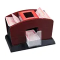 Produktbild: Relaxdays, schwarz-braun Kartenmischer Elektrisch, Holz, 4 Decks, Kartenmischmaschine zum Mischen von Karten, Standard, Schwarz-braun