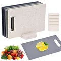 Produktbild: 4er-Set Schneidebretter mit Sockel, doppelseitige Kunststoff-Schneidebretter,...