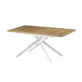 Produktbild: B&D home Esstisch BEA, ausziehbar 120-160 x 80 cm, 4-6 Personen Küchentisch Holztisch mit Kreuzgestell weiß für Küche, Esszimmer, Industrial modern Design, Wildeiche Optik, 11202-XW-EIWL-P