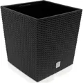 Produktbild: DEUBA Blumentopf 35L 32x32x33cm Rato Low Innentopf Mit Griffen Wetterfest Rattanoptik Pflanzkasten Übertopf Pflanzkübel Blumenkasten Quadratisch ... - Grau