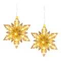 Produktbild: Spetebo LED Schneeflocke zum Hängen 23 cm mit Timer - 2er Set - Weihnachtsstern warm weiß beleuchtet Batterie betrieben - Stern für Weihnachten Advent Winter Fenster Deko