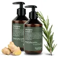 Produktbild: Jean & Len Feuchtigkeit Shampoo Rosemary & Ginger, für trockenes und sprödes Haar, mit Feuchtigkeitskomplex, würzig-frischer Duft von Rosmarin & Ingwer, ohne Parabene und Silikone, 2 x 300 ml