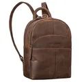 Produktbild: STILORD Elva Kleiner Rucksack Damen Leder Daypack - Damenrucksack Echtleder Cityrucksack Frauen Lederrucksack Geräumig - Diebstahlsicherer Tagesrucksack viele Fächer Farbe:Zamora - braun