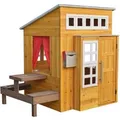 Produktbild: KidKraft Modernes Outdoor Spielhaus für Kinder aus Holz - 158cm hoch - mit Kinderküche, Briefkasten und Grill-Set – Holzspielhaus für den Garten Natur