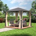 Produktbild: TOOLPORT 3x3 m Hardtop Gartenpavillon, inkl. 4 Seitenteile, champagnerfarben - (301348)