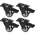 Produktbild: HMF 6710 Schwerlastrollen Bremse Polyurethan 4 Stück 38 mm bis 300 kg Schwarz