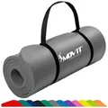 Produktbild: MOVIT Yogamatte XXL Pilates Gymnastikmatte, Yogamatte, Training (Schadstoffgeprüft, mit Verschlussband), 190x100x1,5cm oder 190x60x1,5cm oder 183x60x1,0cm, Größen-, Farbwahl grau 60 cm x 190 cm x 1.5 cm