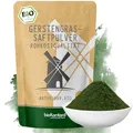 Produktbild: bioKontor – Bio Gerstengrassaftpulver 100g – Extrakt 33:1 – Gerstengras Saftpulver fein – Gerstengras Pulver Naturrein – ideal für Smoothies, grünen Saft & Getränke – Rohkostqualität aus den USA