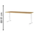 Produktbild: Germania Schreibtisch Mailand, 7912-552, eiche, höhenverstellbar, 180 x 68 - 91 x 80cm