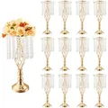 Produktbild: VEVOR 12 STK 49 cm hoher Blumenständer aus Kristallglas für Hochzeiten, Metallvase für Hochzeitsmittelstücke, goldene Blumenhalter, Blumenständer für Tische, Hochzeitsessen, Partys, Zeremonien, Geburtstagsveranstaltungen