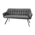 Produktbild: Riess Ambiente Esszimmer Sitzbank Papillon - 165cm - anthrazit schwarz - Flachgewebe Metallgestell Rückenlehne Armlehnen Polsterbank