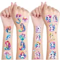 Produktbild: Glitzer Tattoo Set Kinder, 12 Blätter Meerjungfrau & Einhorn Temporäre Tattoos Kinder, Einhorn Tattoos Mädchen, Geschenke für Mädchen, Meerjungfrau Deko