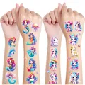 Produktbild: Glitzer Tattoo Set Kinder 12 Blätter Meerjungfrau & Einhorn Temporäre Tattoos...