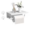 Produktbild: Toilettenpapierhalter ohne Bohren: Klopapierhalter mit Ablage Edelstahl WC Rollenhalter: Toilettenpapier Wandmontage Selbstklebend Halter mit 2 Handtuchhaken für Badezimmer und Küche Weiß