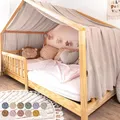 Produktbild: lilimaus Hausbett Himmel mit Gold Applikation [in 12 Farben] Betthimmel Hausbett aus 100% Baumwolle Musselin - Stoffhimmel für Hausbett Deko Mädchen & Jungen - Himmel für Hausbett Kinderbett Vorhang
