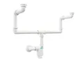 Produktbild: Aqua Bagno Raumsparsiphon Waschtisch - Möbelsiphon - Siphon platzsparend - Siphon flach - Bad - flexibel einstellbar - G 1 1/4 Zoll - DN32 – Doppelwaschbecken
