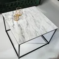 Produktbild: riess-ambiente Eleganter Couchtisch ELEMENTS 50cm weiß mit polierter Marmor-Platte Beistelltisch Tisch