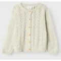 Produktbild: Name It Strickjacke NMFBANNI für Mädchen mit Ajour-Strick und Rippbündchen unifarben, casual, regular fit, Baumwolle, Rundhals beige 104 EU