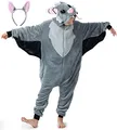 Produktbild: corimori Flauschiges Fledermaus-Kostüm für Kinder mit Haarreif | Halloween Fasching Kostüm Onesie für Mädchen, Jungen | 130-150cm