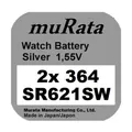 Produktbild: 2x Murata/Sony 364 Uhren-Batterie Knopfzelle SR621SW SR621 AG1  Neu Silberoxid