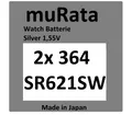 Produktbild: 2x Murata/Sony 364 Uhren-Batterie Knopfzelle SR621SW SR621 AG1  Silberoxid