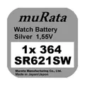 Produktbild: 1x Murata/Sony 364 Uhren-Batterie Knopfzelle SR621SW AG1 Silberoxid Blister Neu
