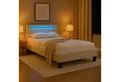 Produktbild: IDIMEX Polsterbett LASHIO, Bett 120x200 cm mit LED Beleuchtung im Kopfteil Stoffbezug Samt creme