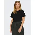 Produktbild: JDY Kurzarmshirt JDYPISA S/S PRINT TOP JRS NOOS mit Herz Stickerei schwarz XL (42)