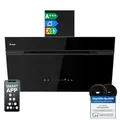 Produktbild: KKT KOLBE A+++ Dunstabzugshaube 90 cm 782 cbm/h Umluft Abluft Kopffrei Wandhaube | Schwarz | Glas | Nachlaufautomatik | Smart WiFi App WLAN | SensorTouch | RGBW LED-Beleuchtung | AURORA9005FB