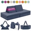 Produktbild: Linodino Spielsofa - Kindersofa | Kinder Couch als Kuschelecke und Indoor Spielplatz | Kinder Sofa aus Schaumstoff Bausteinen I Drachenschuppen Blau - Blau