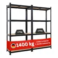 Produktbild: PROREGAL 2X Schwerlastregal Gorilla | HxBxT 160x80x40cm | Fachlast 175kg | Schwarz | Garagenregal Kellerregal Werkstattregal Lagerregal Steckregal