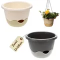 Produktbild: Blumentopf hängend Blumenampel Hängetopf Hängeampel Hängender Blumentopf Hängeblumentopf Outdoor inkl. Kette Wasserspeicher 30 cm elfenbein