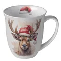Produktbild: Weihnachten Becher 0,4 l Deer with Santa hat white  Hirsch mit Weihnachtsmütze