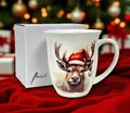 Produktbild: Ambiente Porzellan Tasse Kaffeebecher Herbst Winter Weihnachten Hirsch 400ml NEU