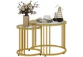 Produktbild: HOMCOM Couchtisch runde Couchtische Set von 2 mit gehärtetem Glas und Stahlrahmen (Beistelltisch, 2-St., Schachteltisch), für Wohnzimmer, Gold