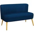 Produktbild: 2-sitzer Stoffsofa Polstersofa Doppelsofa Sitzmöbel Loungesofa Holz Samtartiges Polyster Schaumstoff Blau 117 X 56,5 X 77 Cm - Homcom