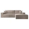 Produktbild: Ecksofa Farese mit Schlaffunktion und Bettkasten, Ottomane rechts, Cordbezug in Beige