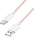 Produktbild: LOGILINK CU0325 - Sync- & Ladekabel, USB-C -> A, 60 W, pink, 1,5 m