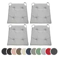 Produktbild: sleepling 4er Set Stuhlkissen, Sitzkissen für Indoor und Outdoor, mit Klettverschluss, 100% Mikrofaser, Made in EU, Maße: 42 (vorne) 35 (hinten) x 40 x 5 cm, hellgrau