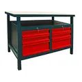 Produktbild: DEMA Profi Werkbank – Werktisch, Arbeitstisch – 6 Schubladen, feststehend, anthrazit, stabil, robust – Werkstatt, Garage, Heimwerker, Handwerk, Lager