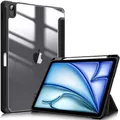 Produktbild: Fintie Hybrid Hülle für iPad Air 11 Zoll M3 2025/ M2 2024, iPad Air 5/4 Gen (2022/2020) 10,9 Zoll mit Stifthalter - Stoßfeste Schutzhülle mit transparenter Hartschale auf der Rückseite, Schwarz