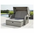 Produktbild: Mucola Strandkorb Strandkorb Sonnenliege Sonnenbett mit Dach aus Polyrattan Relaxliege, BxTxH: 145,00x143,00x130,00 cm, (Stück, 2-tlg), Sonnenschutzdach
