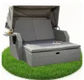 Produktbild: Mucola Strandkorb Strandkorb Sonnenliege Sonnenbett mit Dach aus Polyrattan Relaxliege, BxTxH: 145,00x143,00x130,00 cm, (Stück), Sonnenschutzdach