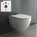 Produktbild: Alpenberger WC mit Bidet Funktion | Dusch WC Spülrandlos mit Intimdusche | Taharet WC Kloschüssel mit Toilettensitz + Schallschutz | Wand WC mit Nano | Hänge WC Set Passend Geberit