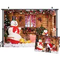 Produktbild: LYWYGG 7x5FT Vinyl Netter Schneemann Fotografie Hintergrund Weihnachten Ferienhaus Weihnachtsbaum Geschenke für Weihnachtsfeier Dekoration Studio Requisiten CP-98