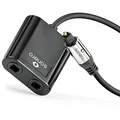 Produktbild: Sonero® premium Toslink-Splitter, 1x Stecker Eingang, 2x Buchse Ausgang, S/PDIF Digitaler Audio Verteiler, 0,15m, schwarz