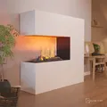 Produktbild: GLOW FIRE Elektrokamin 'Schiller' | Wasserdampf Kamin mit OMC 600 inkl. Holz in weiß als Raumteiler | HxBxT: 120x120x37 cm